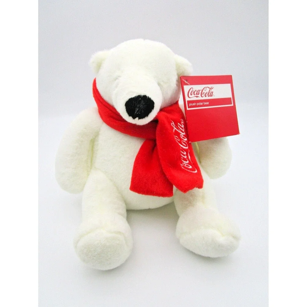 Coca Cola Polar Bear White Plush Red Scarf Embroidered 2012 8